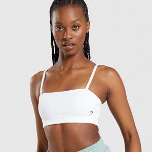 GYMSHARK WHITE BANDEAU SPORTS BRA - SIZE S